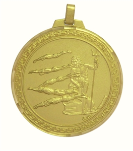 Gold Faceted Male Swimming Medal Large (size: 70mm) - 24870FG