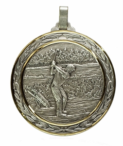 Silver Faceted Male Golf Medal (size: 60mm) - 38660FS