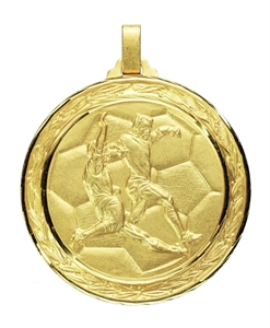 Gold Faceted Football Medal Large (size: 60mm) - 17660FG