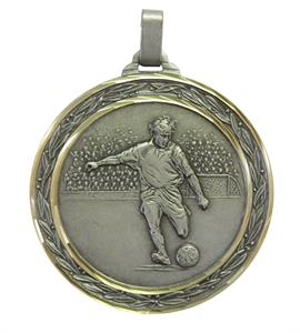 Silver Faceted Footballer Medal Large (size: 60mm) - 37760FS