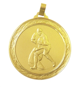 Gold Faceted Rugby Medal Large (size: 60mm) - 40260FG