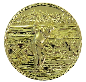 Gold Quality Golf 2 Medal (size: 60mm) - GOLFAL60G