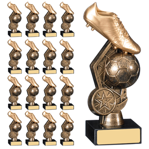 Hex Football & Boot Trophies in Gold Pack of 16 - F28C