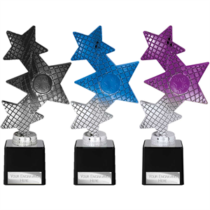 Trinity Star Silver Multisport Plastic Award Black, Blue, Purple - TR25595/ TR25592/ TR25594