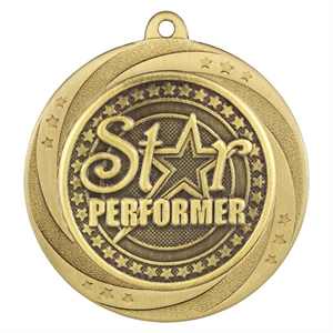 Gold Superstar Star Performer Medal (60mm) - MM25168G