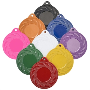 Pack of 100 Impact Budget Radial Colour Medals with Ribbons and Logo Inserts (50mm) - M9312COLOUR/SET100 in 9 colours